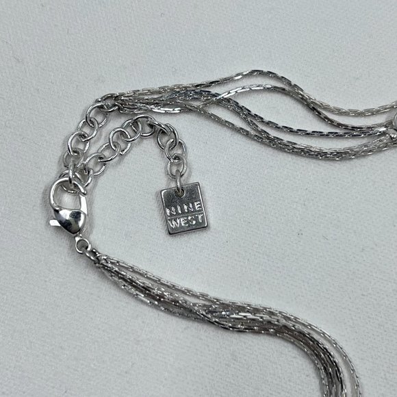 Nine West Silver Toned 16” 5 Strand Chain Necklace with Disk Beads - Picture 7 of 7